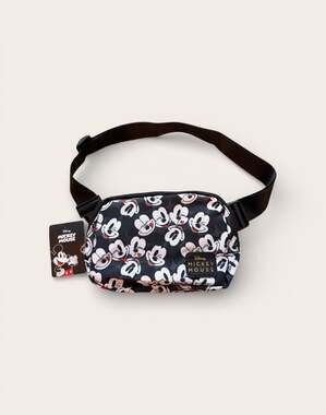 Disney Mickey Mouse Expressions All-Over Print Fanny Pack Belt Bag with Metal Ba